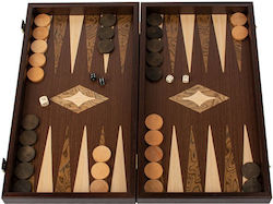 Manopoulos Wenge Chess Backgammon Checkers Dice 48x52cm