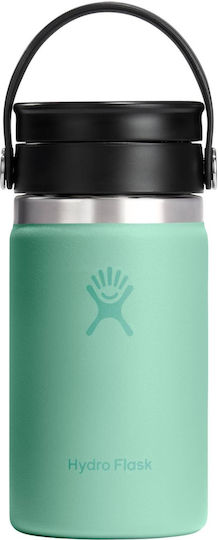 Hydro Flask Mouth Flex Sip Deckel Thermosflasche Rostfreier Stahl 354ml Meergrün mit Handgriff und Stroh