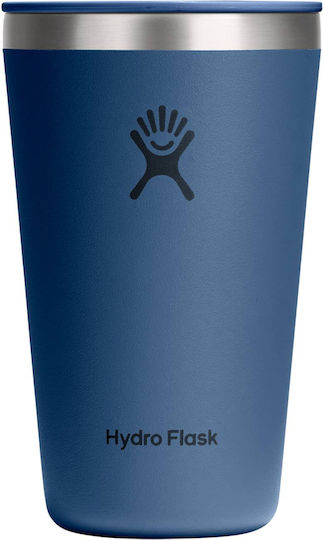 Hydro Flask Ποτήρι Θερμός Ανοξείδωτο 473ml Harbor Blue με Καλαμάκι και Λαβή
