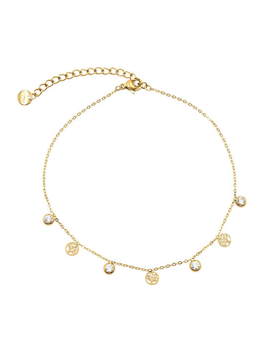 Poco Loco Gold Plated Stainless Steel Anklet from Stainless Steel