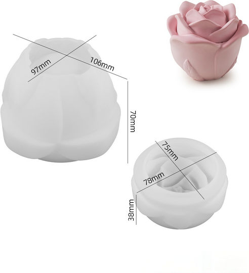 Silicone Mold Vase-Rose Lid 10.6x9.7cm Porcelain Resin
