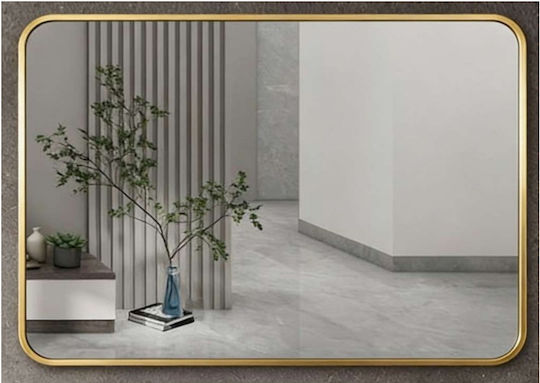 Rechteckiger Badezimmerspiegel aus Metall 75x50cm Gold