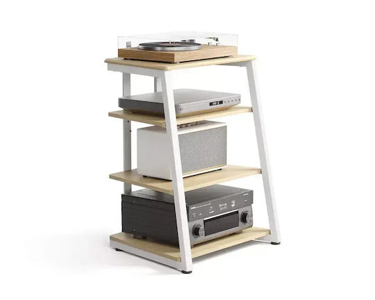 Fitueyes Eiffel AS07 Hi-Fi Furniture White/Oak 61x78x56.5cm