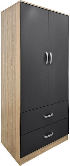 Alvia Double Door Wardrobe Anthracite 80x51.5x180cm