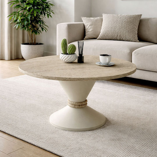 Side Table Lepper 75x75x39.8cm Travertine Sandstone Side Table Lepper 75x75x39.8cm Travertine Sandstone