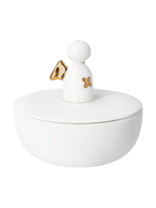 Raeder General Use Food Jar with Lid Made of White Porcelain 6x6x5.7cm 1 Pieces