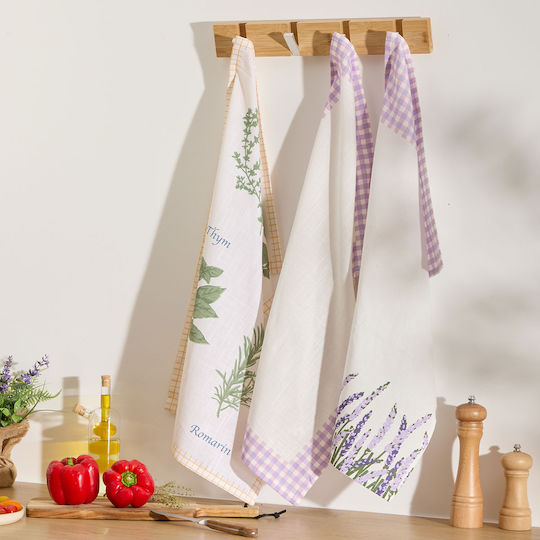 Ποτηρόπανο από 100% Βαμβάκι σε Λευκό Χρώμα 45x70cm 3τμχ