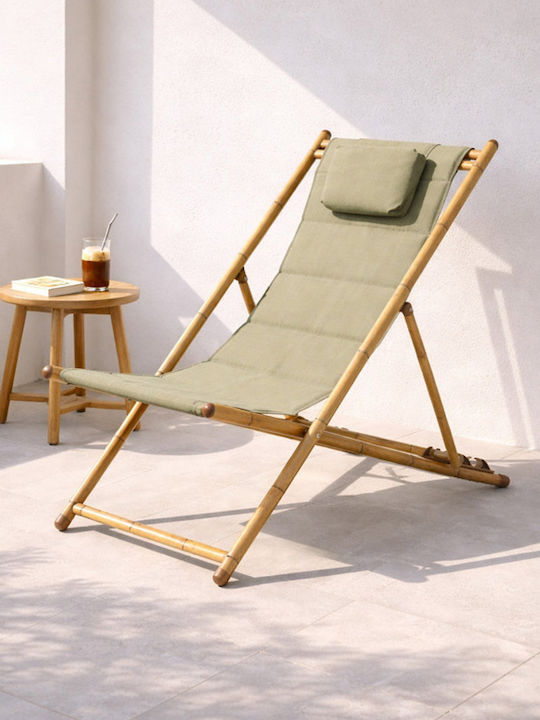 Bambus-Garten- und Pool-Liegestuhl Grün 60x111x98cm