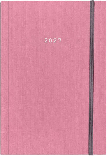 536561 Next Ημερολογιο 2027 Fabric Ημερησιο Δετο Ροζ Λαστιχο 14x21εκ Δυνατοτητα Εκτυπωσης