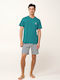 Vamp Sommer Herrenpyjama Baumwollene Aqua Bay