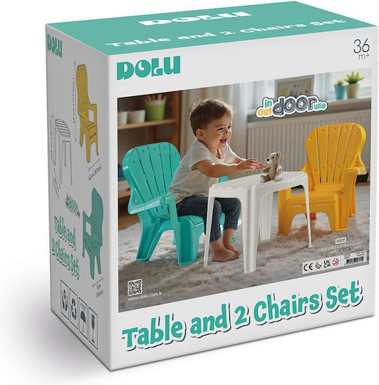 Kids Table Set with Chairs for Painting Made of Multicolour Plastic Dolu