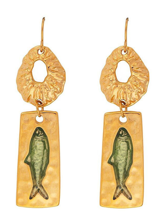 Excite-Fashion Gold Plated Green Dangle Earrings