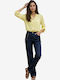 Long Sleeve Women's Denim Shirt Yellow Monochrome