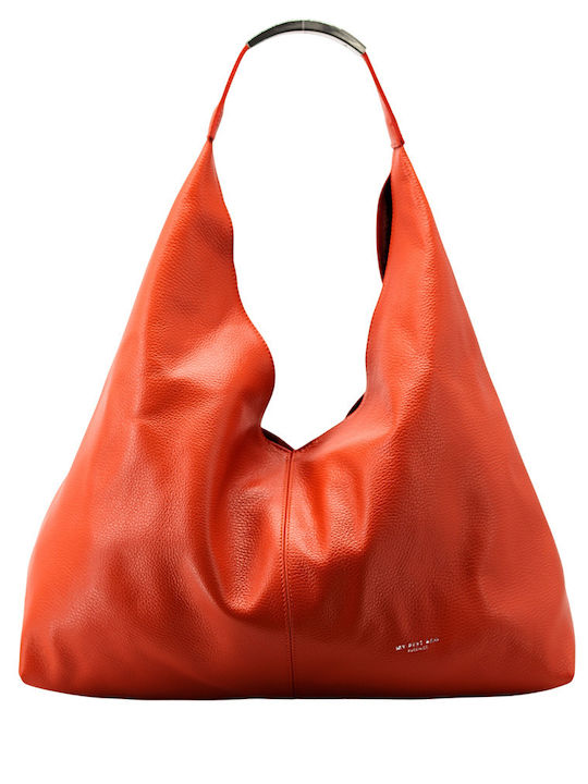 Leather Women's Shoulder Bag Orange