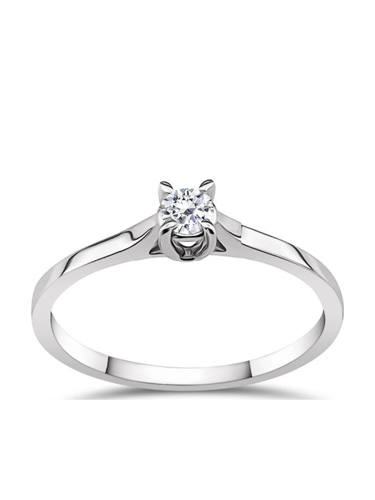 Chrilia Einzelner Steine Ring aus Weißgold 18K mit Diamant