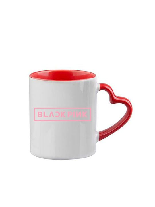 Κούπα Kpop Blackpink Κόκκινη Λαβή Καρδιά Εσωτερικό