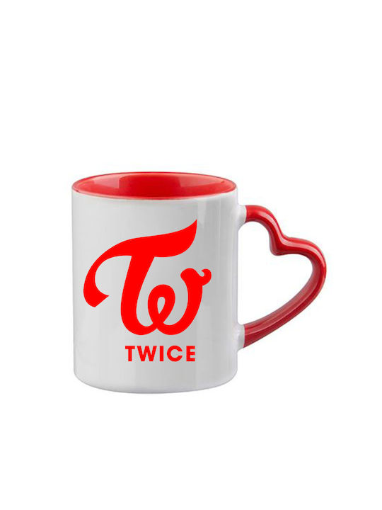 Κούπα Kpop Twice Κόκκινη Λαβή Καρδιά Εσωτερικό