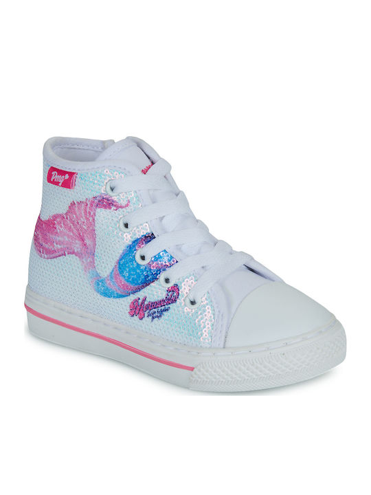 Mermaid Magic Athletic Kids Sneakers High White