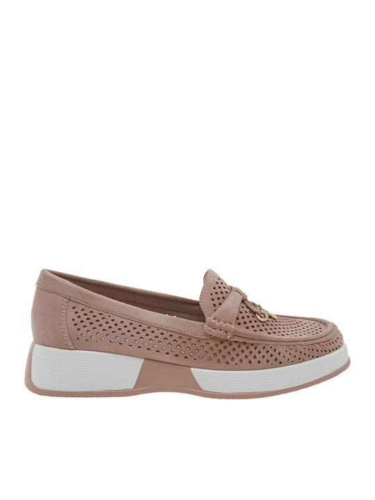 Seven Suede Women's Loafers In Beige Color