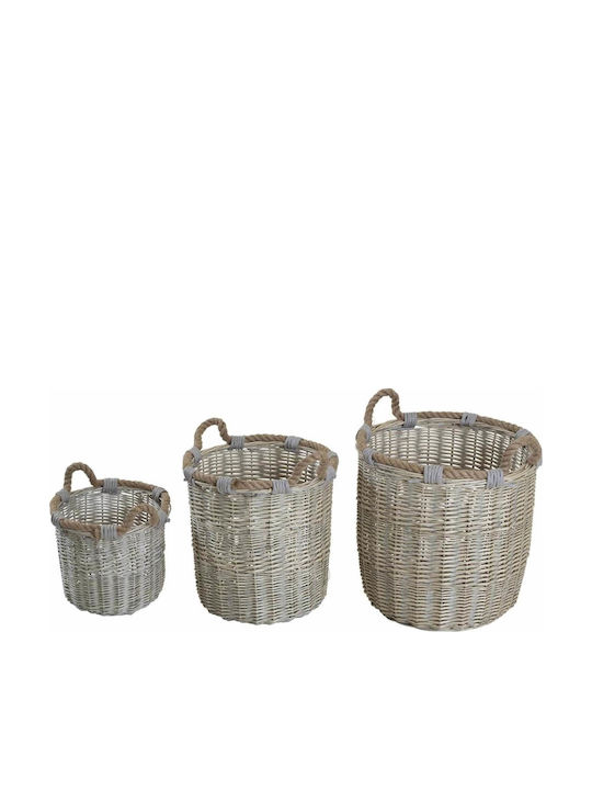Lesli Living Set of Gray Wicker Decorative Baskets 3 Pieces