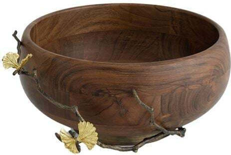 Michael Aram Butterfly Ginkgo Wooden Salad Bowl