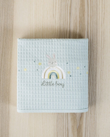 Nima Babydecke Kinderbett Waffel Blau 110x140cm