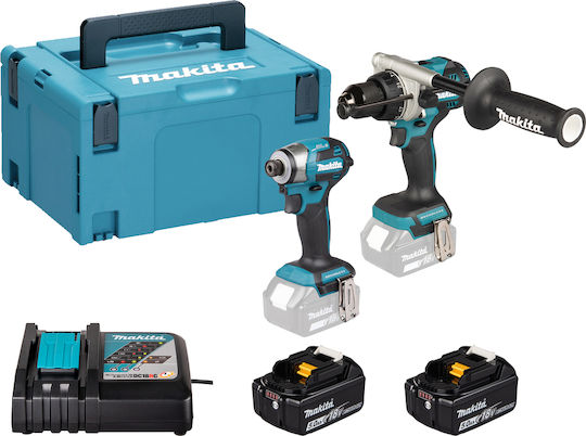Makita DLX2549TJ Battery Tool Set Drill Driver & Impact Driver Brushless 18V with 2 Batteries 5Ah and Case