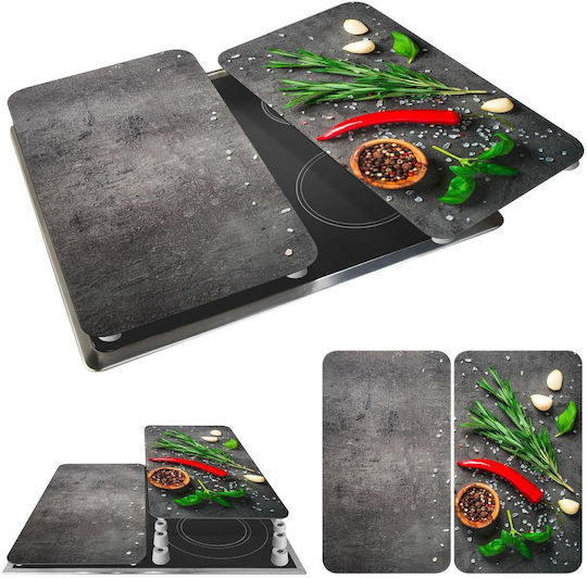Wenko Rosemary Protective Glass Hob Plates 2 Pieces 30 x 52 Cm Tempered Glass