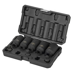 Kit Bit Steckschlüssel Pneumatisch Exagon 5 Stück Mit Tastaturen 1/2" 3 Stück JBM JBM-54806