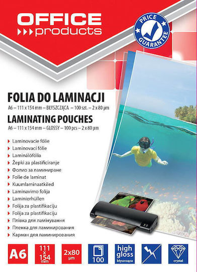 Office Products Laminierfolien Glänzend A6 80 Mikron 100 Stück