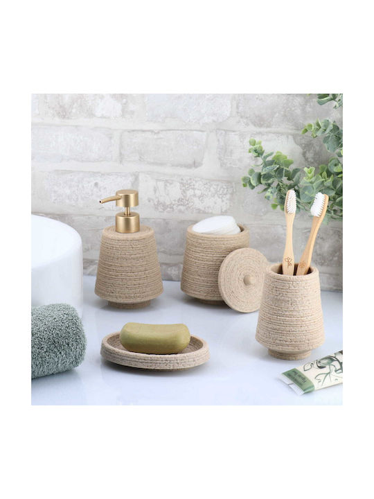 Eurocasa Ceramic Beige Bathroom Accessory Set 4 Pieces
