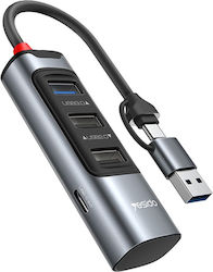 4in1 Docking Station Usb Type-c Zu 3x Usb 2.0 1x Usb 3.0 5gbps Aluminiumlegierung Yesido Grau 4in1 Docking Station Usb Type-c Zu 3x Usb 2.0 1x Usb 3.0 5gbps Aluminiumlegierung Yesido Grau