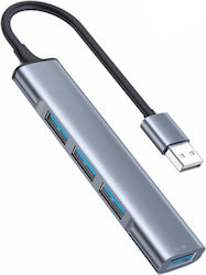 Usb Hub 4 In 1 Usb 3.0 To 1x Usb 3.0 3x Usb 2.0 Aluminum Yesido Gray Usb Hub 4 In 1 Usb 3.0 To 1x Usb 3.0 3x Usb 2.0 Aluminum Yesido Gray