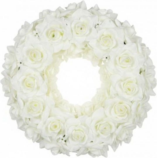 Künstliche Trauerkrone 31cm Rose Weiß Künstliche Trauerkrone 31cm Rose Weiß