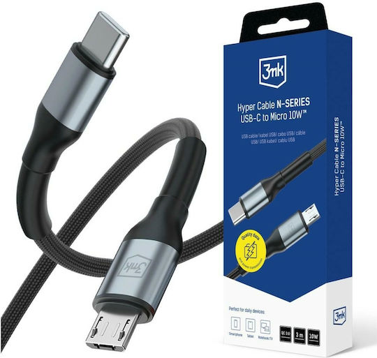 3MK USB 2.0 Kabel USB-C männlich - USB-C 10W Schwarzes 3m