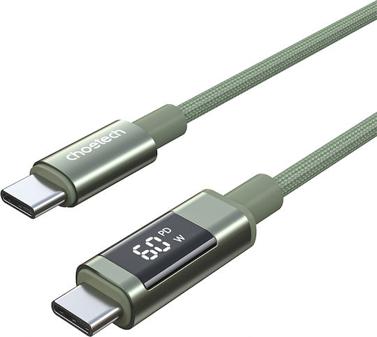 Choetech USB 2.0 Cable USB-C Male - USB-C 60W PD Green 1.2m