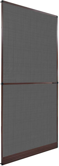 vidaXL Door Mosquito Net Hinged Screw Mounted Aluminum Brown 215x100cm