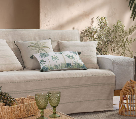 Nef-Nef Homeware Bleeze Ριχτάρι Τριθέσιου Καναπέ Ζακάρ 180x300εκ. Natural/mint