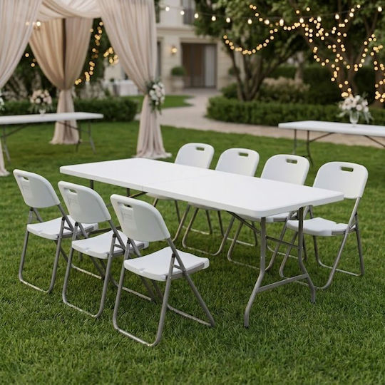 Τραπέζι Catering Capri Πτυσσόμενο 240x76x74 Λευκό του πάγου
