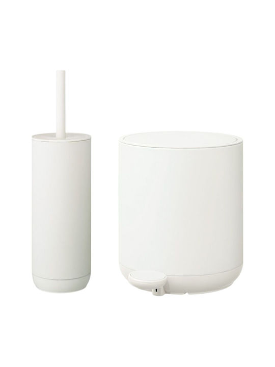 Marva Metallic Bathroom Brush and Bin Set Soft Close 5l White
