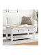 Rectangular Central Coffee Table Made of Solid Wood with Drawers White W100xD48xH45cm