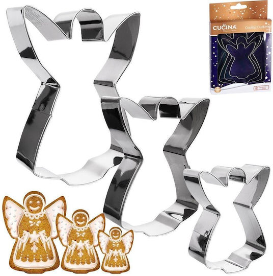 La Cucina Set Cookie Cutter Înger 3 Bucăți Oțel Inoxidabil 12 Cm