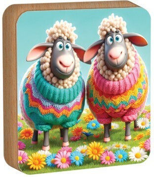 Sheeps Επιτραπέζιο Πασχαλινό Διακοσμητικό Προβατάκια Πουλόβερ 11x11cm