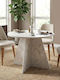 Tailor Round Dining Room Table Wooden White Marble Effect 100x100x75.7cm