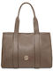 Leather Women's Shoulder Shopper Bag Gray