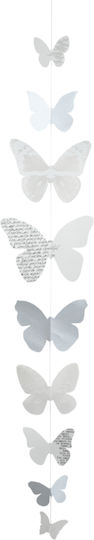 Raeder Paper Garland for Party Butterflies in White Colour 110cm