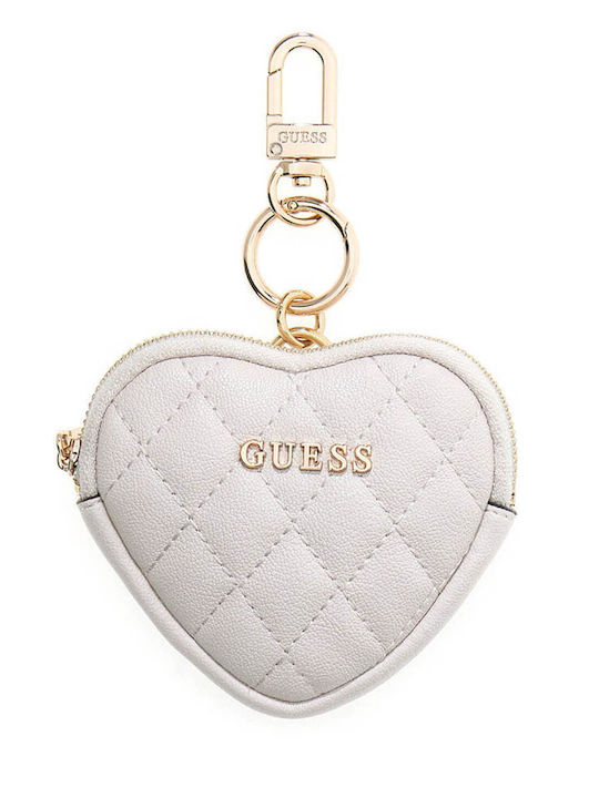 Guess Heart Pouch Keychain White 198659019082