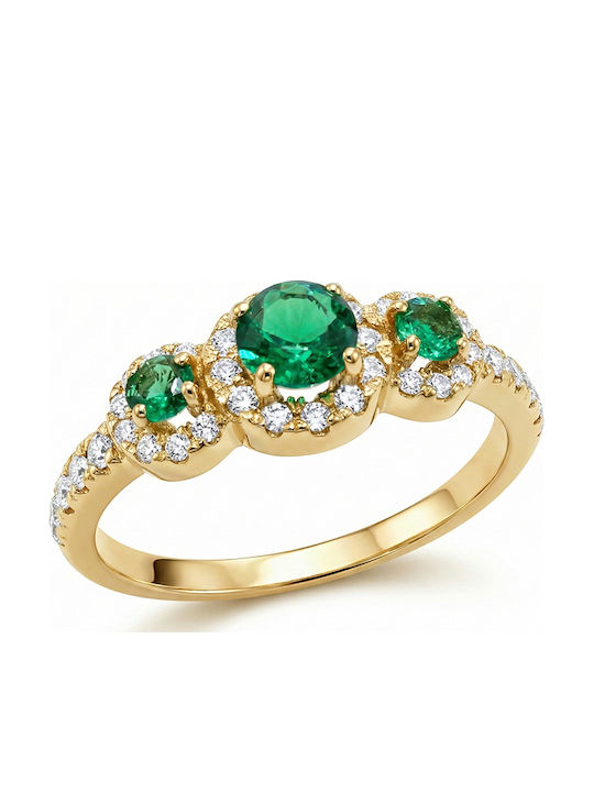 Damentlicher Ring mit Zirkon aus vergoldetem Silber