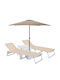 Șezlong Plastic Bej 2 Buc 188x56 cm