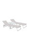 Șezlong Plastic Gri Cu Masă Set 2 Buc 188x56cm